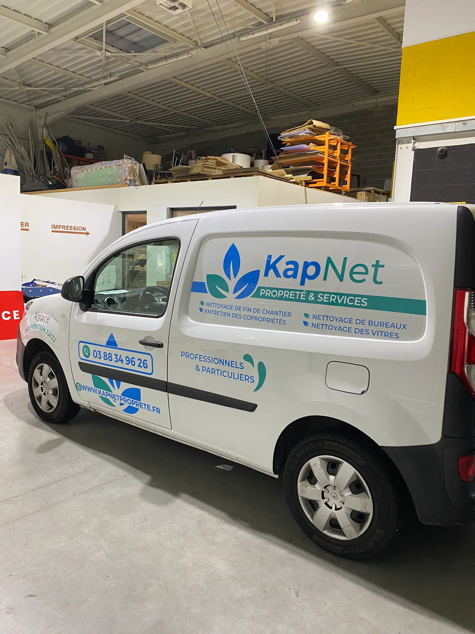 Flocage Renault Kangoo KapNet Propreté — LED Alsace Mulhouse